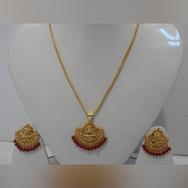 Gold plated locket-earring set- A199 price bd