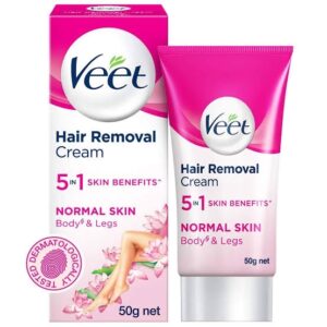 Veet Hair Removal Cream 50gm Normal Skin for Body & Legs, Get Salon