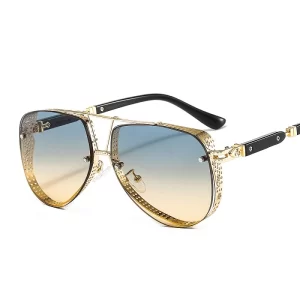 2022 New Hollow Pattern Oval Sunglasses Men Women Luxury Pilot bd