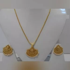 Gold plated locket-earring set- A199 price bd