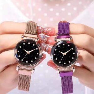 Wokai Able Casual Ladies Magnetic Starry Clock Luxury Fashionable casual