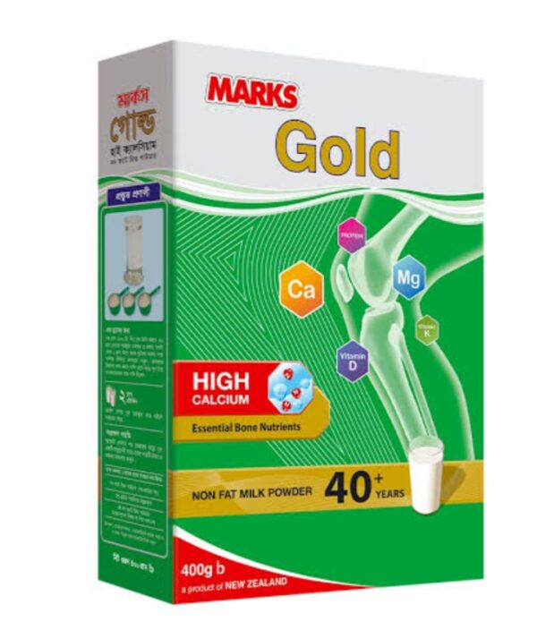 MARKS Gold High Calcium Non-Fat Milk Powder 400gm Price in Bangladesh | ৪০ বছর বয়সীদের জন্য ক্যালসিয়াম মিল্ক পাউডার