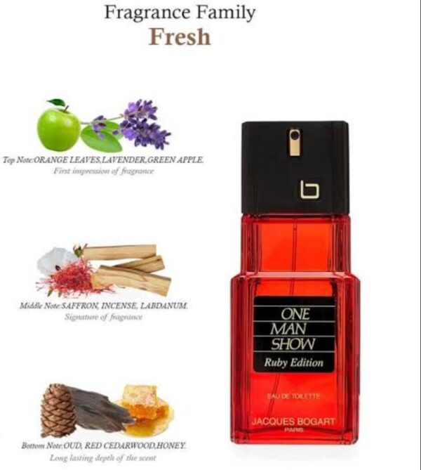 One Man Show Ruby Edition by Jacques Bogart EDT – 100 ml | Spicy and Sophisticated Masculine Fragrance