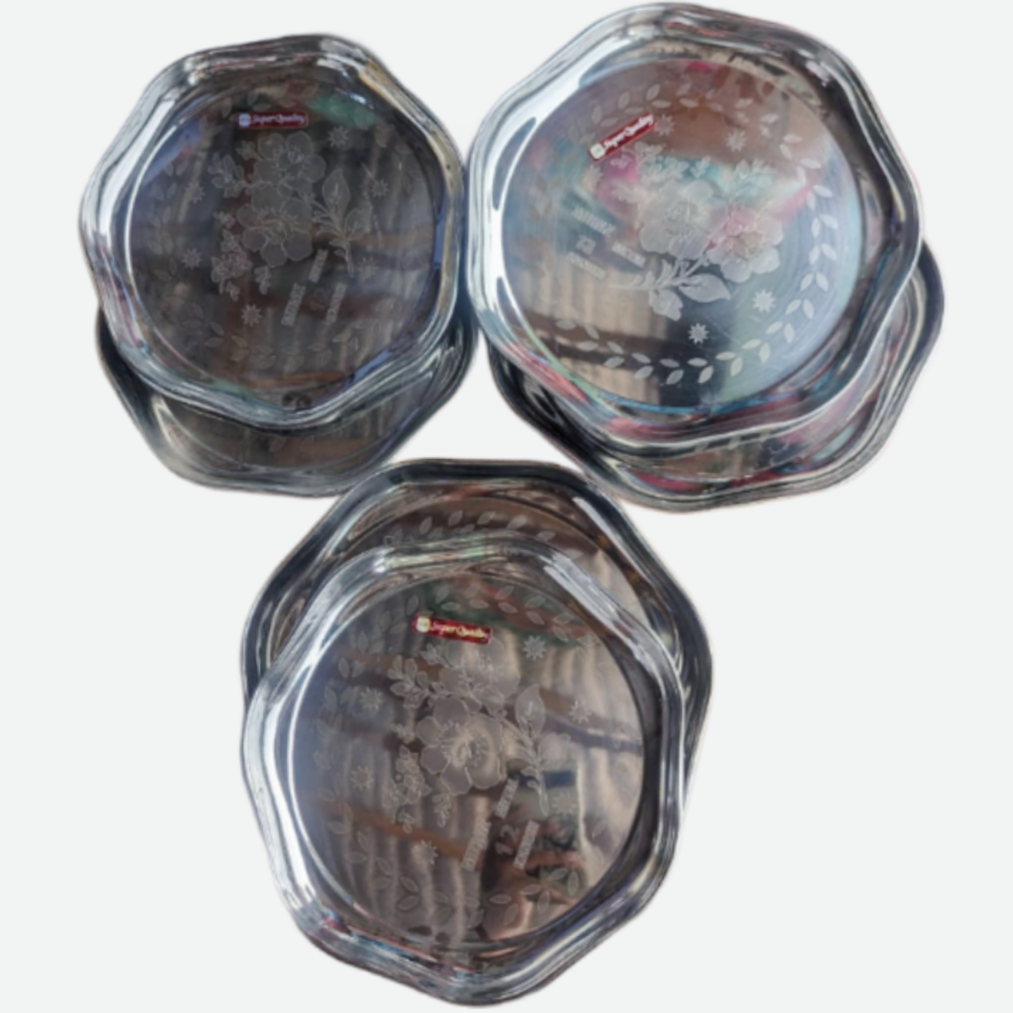 Stainless Steel Food Grade Design Plate Set 6 pcs (3 Small + 3 Large) Price in Bangladesh